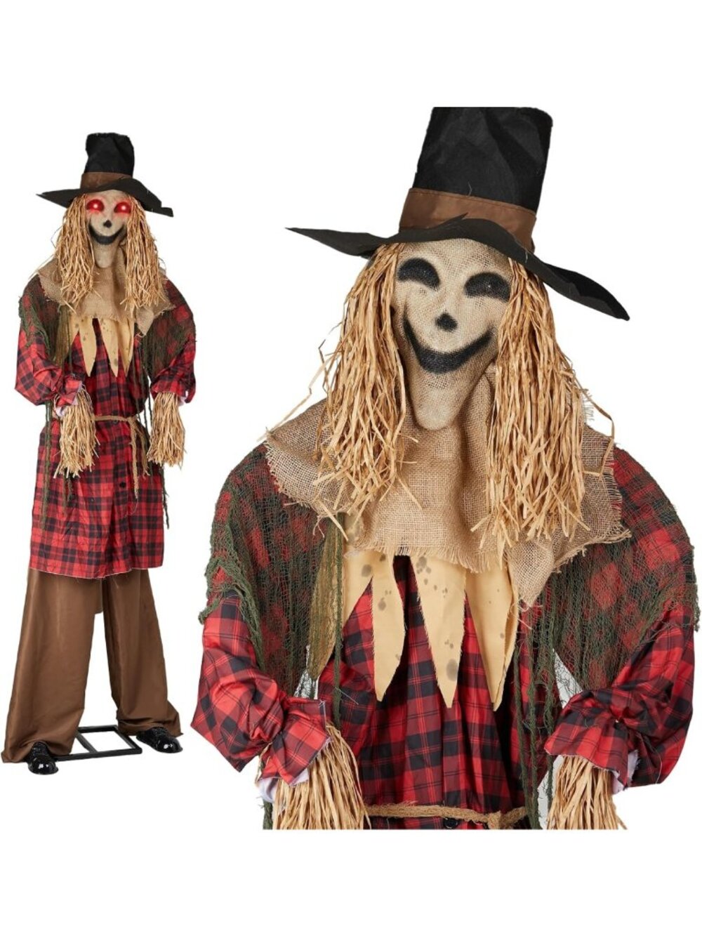 8.2FT Halloween Animatronic Scarecrow Decor with Voice Control & Light Up Eyes